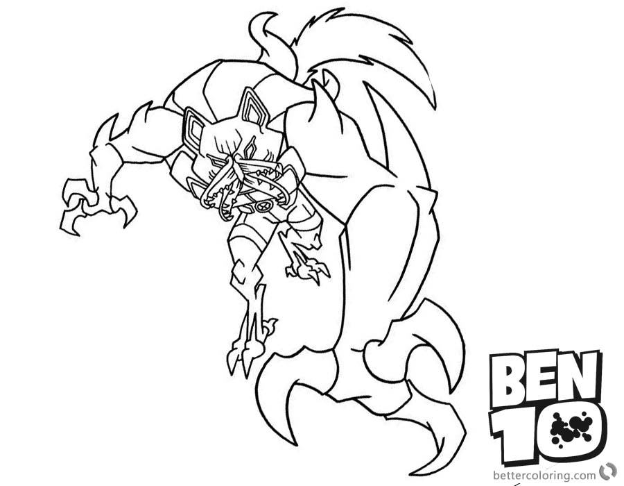 Blitzwolfer from Ben 10 Coloring Pages Alien Force printable for free
