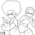 Boondocks coloring pages Freeman brothers lineart