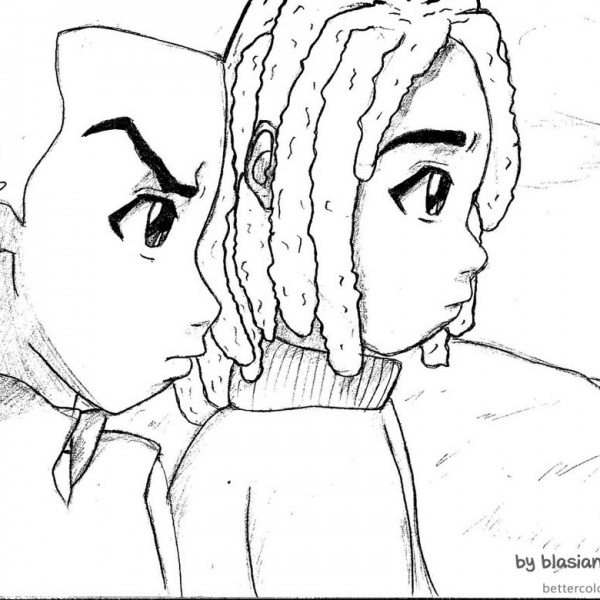 The Boondocks Coloring Pages - Boondocks Coloring Pages Huey And Michael Caesar By Blasianjewel422 600x600 
