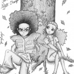 Boondocks coloring pages Jaz and Huey under tree