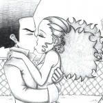 Boondocks coloring pages Jaz and Huey kissing