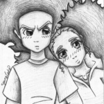 Boondocks coloring pages Drawing of Huey and Jasmine