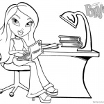 Bratz Coloring Pages Babyz Doll Sit by Desk