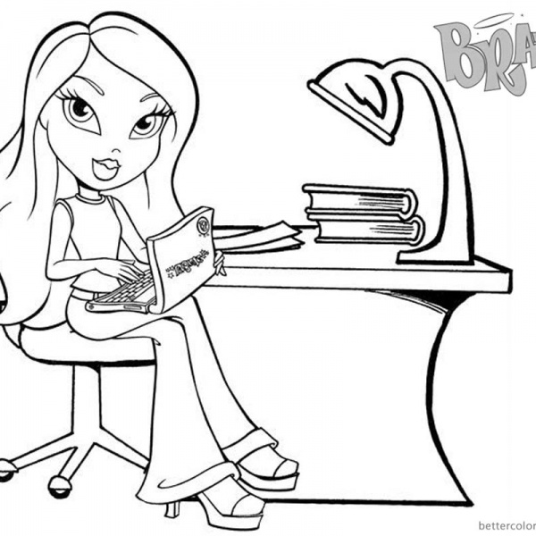 Bratz Coloring Pages Two Babyz Doll Girl Clipart Black and White Free