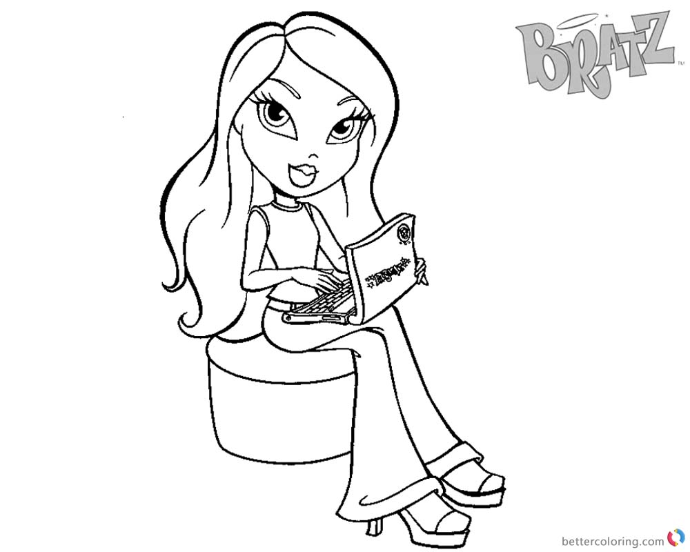 Bratz Coloring Pages Babyz Doll with Laptop printable for free