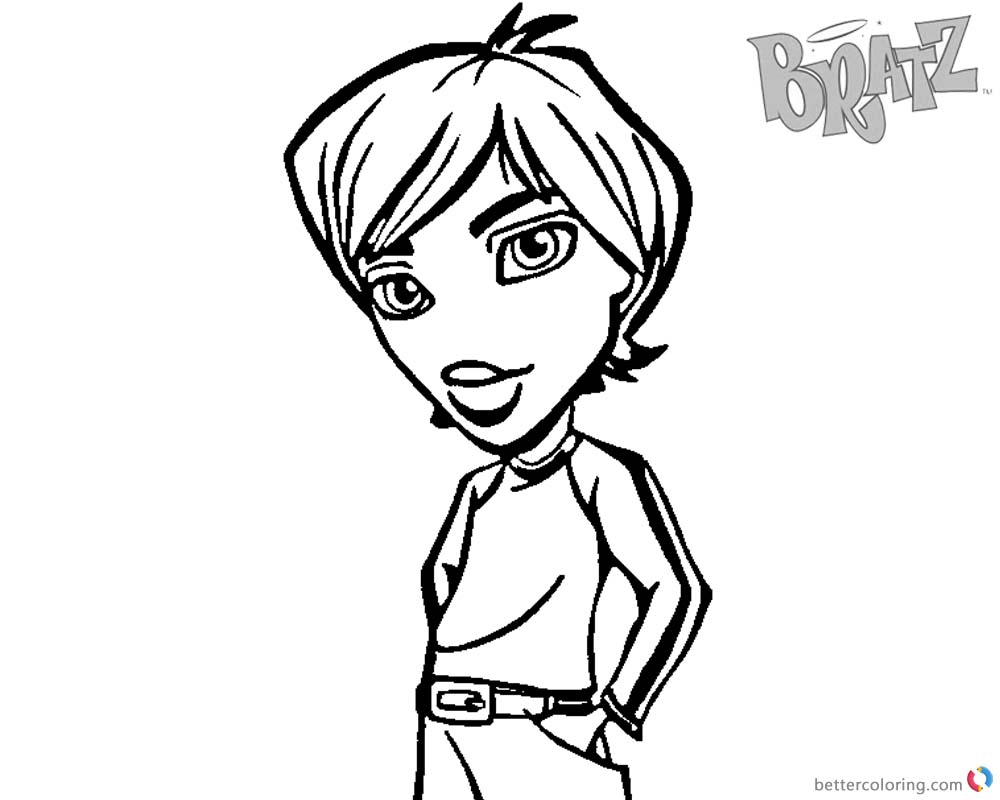 Bratz Coloring Pages Boyz Doll Lineart printable for free