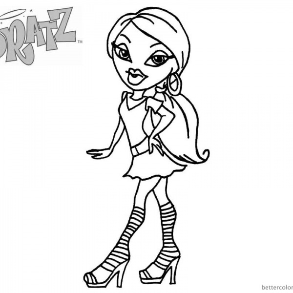 Bratz Coloring Pages Five Babyz Girls Black and White - Free Printable ...