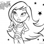 Bratz Coloring Pages Doll with Stars Background