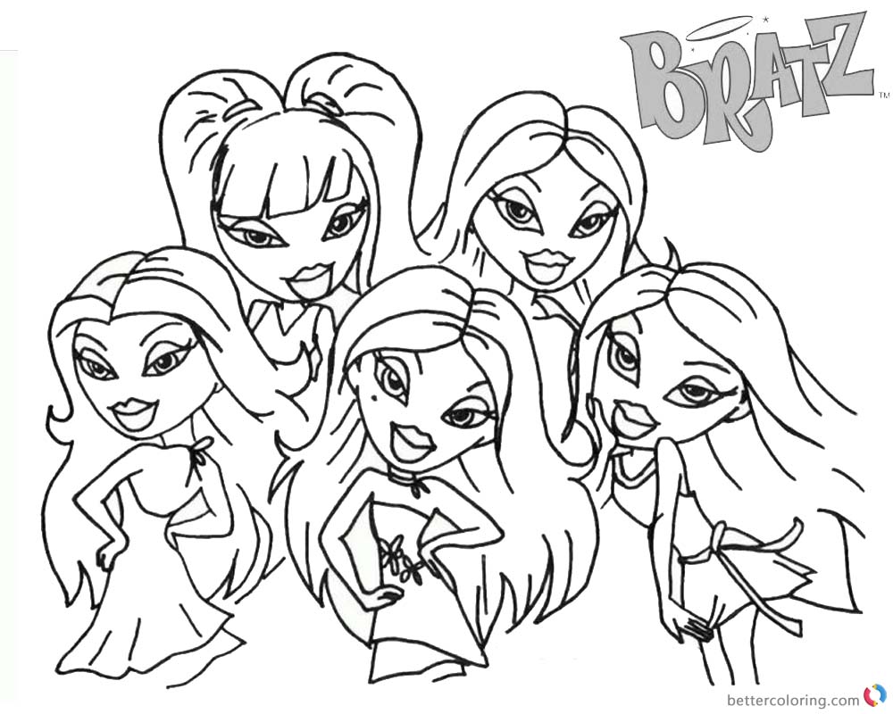 Bratz Coloring Pages Five Babyz Dolls printable for free