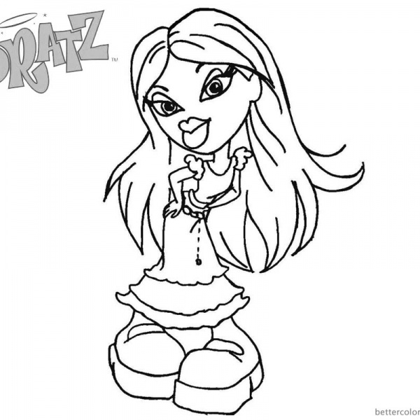Bratz Coloring Pages Fancy Girl Lineart - Free Printable Coloring Pages
