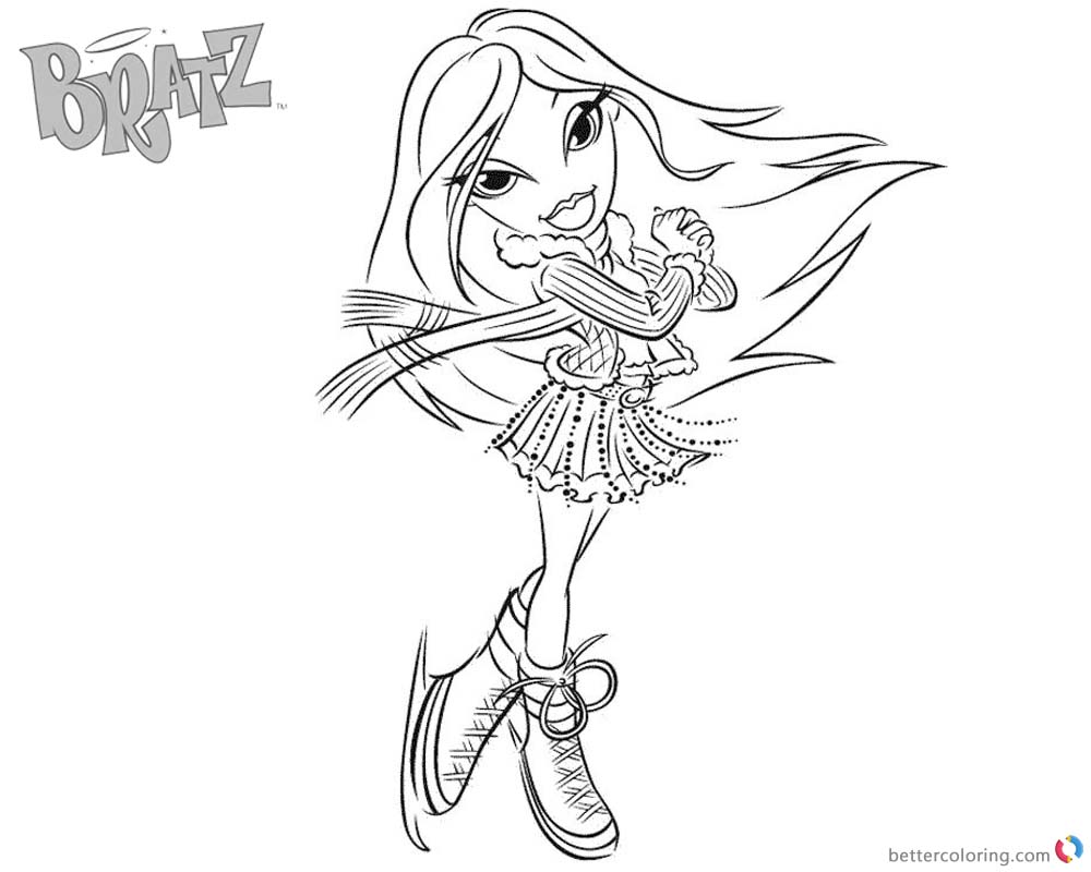 Bratz Coloring Pages Skating Girl printable for free