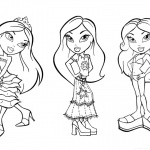 Bratz Coloring Pages Three Babyz Doll Girl Lineart