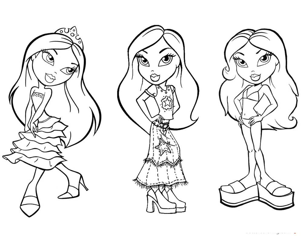 Bratz Coloring Pages Three Babyz Doll Girl Lineart - Free Printable ...