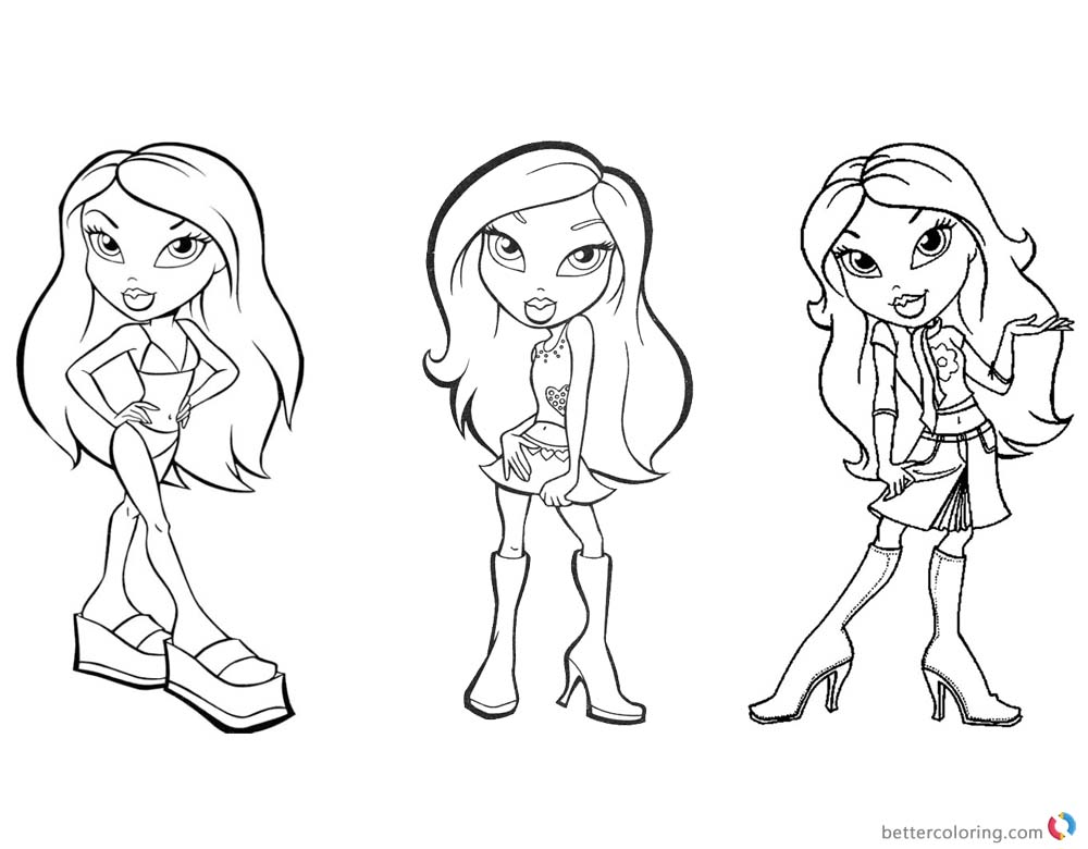 Bratz Coloring Pages Three Babyz Doll Girls printable for free