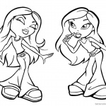 Bratz Coloring Pages Two Babyz Doll Girl Clipart Black and White