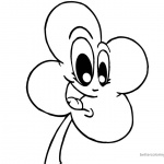 Cartoon Four Leaf Clover Coloring Pages with eyes and mouth