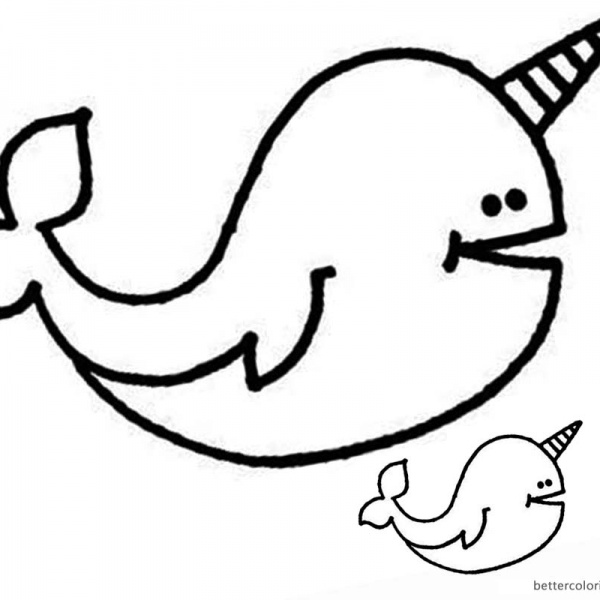 Realistic Narwhal Coloring Pages Drawing - Free Printable Coloring Pages