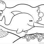 Cartoon Narwhal Coloring Pages with starfish
