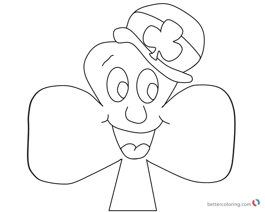 Cartoon Shamrock coloring pages with hat printable