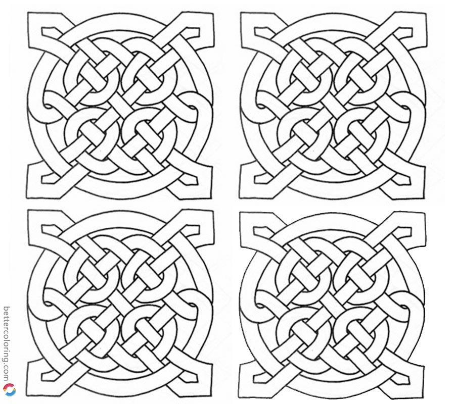 Celtic Knot Coloring Pages Four Square Pattern printable for free