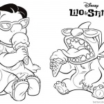 Disney Lilo and Stitch Coloring Pages Enjoying Iceream
