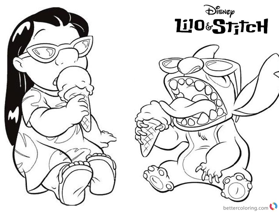 Download Disney Lilo and Stitch Coloring Pages Enjoying Iceream ...