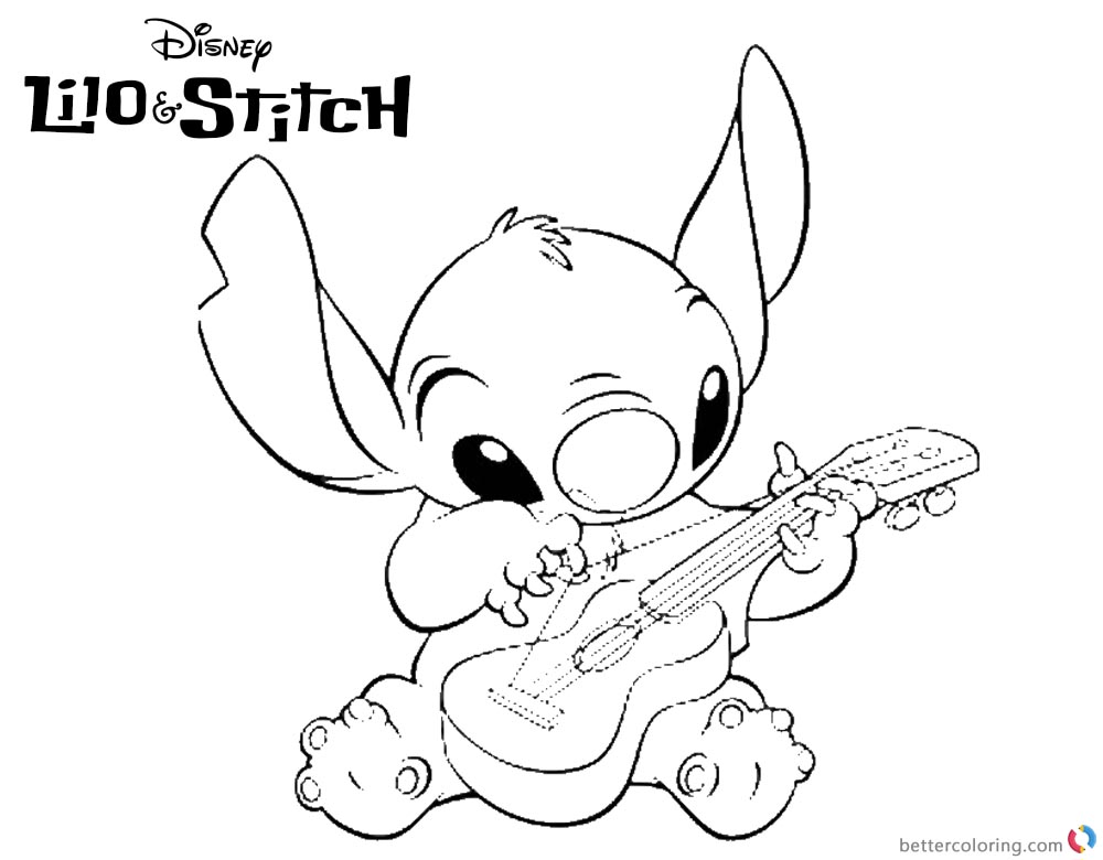 Disney Lilo and Stitch Coloring Pages Simple Fanart Drawing printable and free