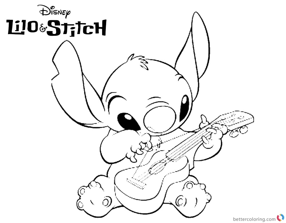 Disney Lilo And Stitch Coloring Pages Simple Fanart Drawing Free 