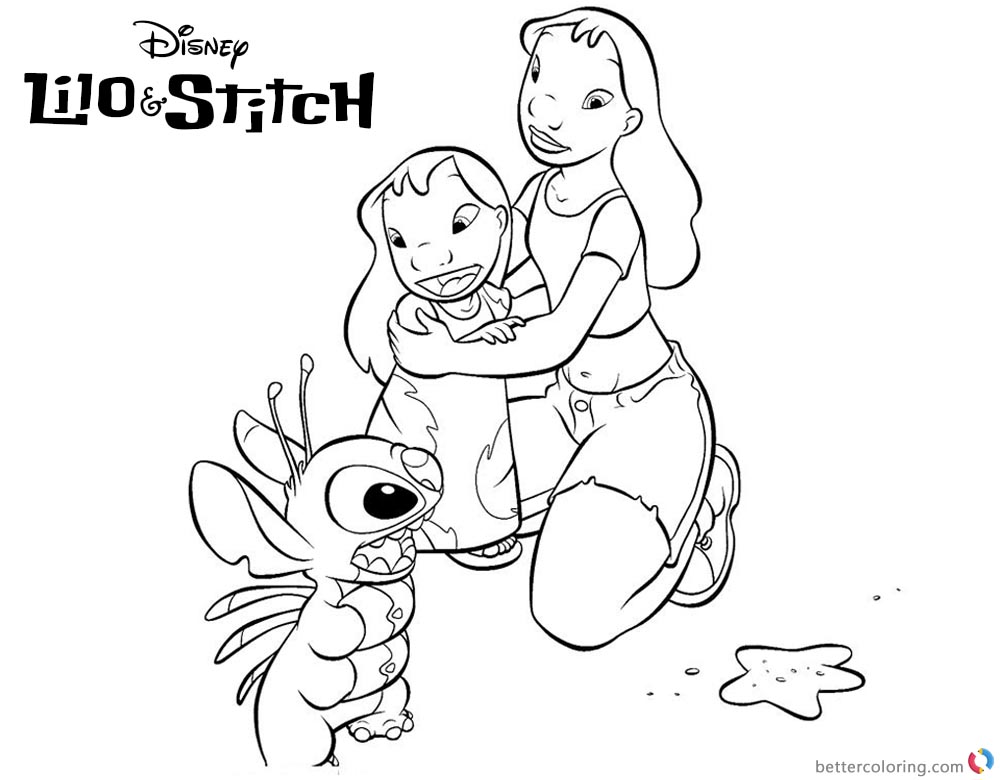 Disney Lilo and Stitch Ohana Coloring Pages Characters printable and free