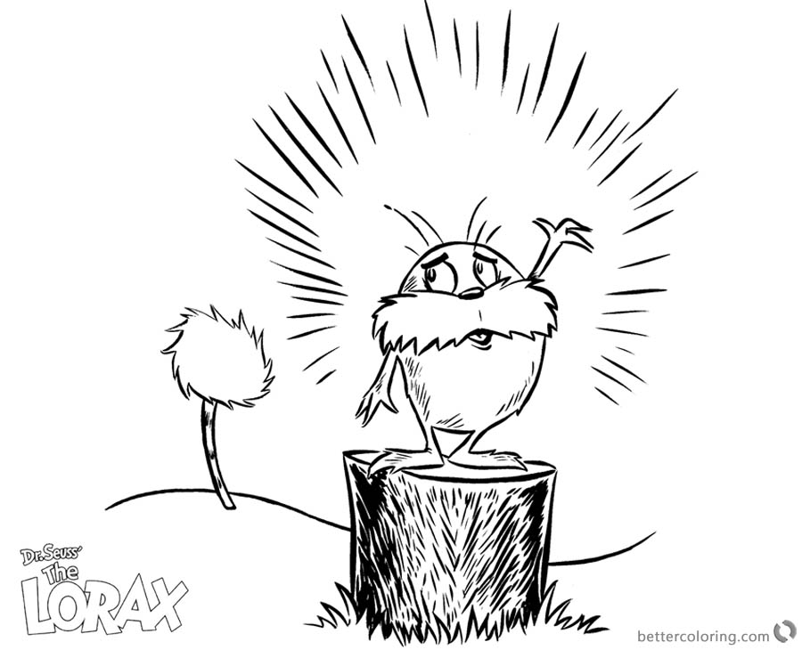 Dr Seuss Lorax Coloring Page Awesome Drawing Lorax and Tree printable