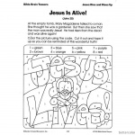 Empty Tomb Cloring Pages He is Risen Color with Codes Worksheet