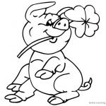 Four Leaf Clover Coloring Pages Pig