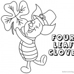 Four Leaf Clover Coloring Pages Piglet Dancing