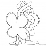 Four Leaf Clover Coloring Pages and Leprechaun