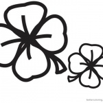 Four Leaf Clover Coloring Pages black and white