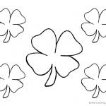 Four Leaf Clover Coloring Pages five flowers