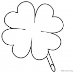 Four Leaf Clover Coloring Pages for Lucky