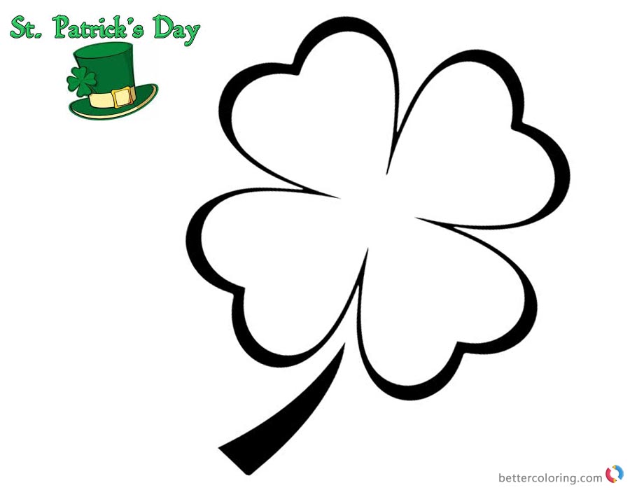 Four Leaf Clover Coloring Pages For St Patrick Day Simple For Kids