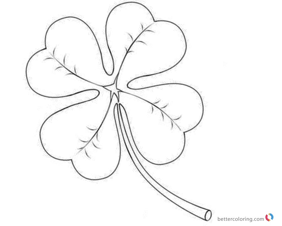 Four Leaf Clover Coloring Pages simple for kids printable