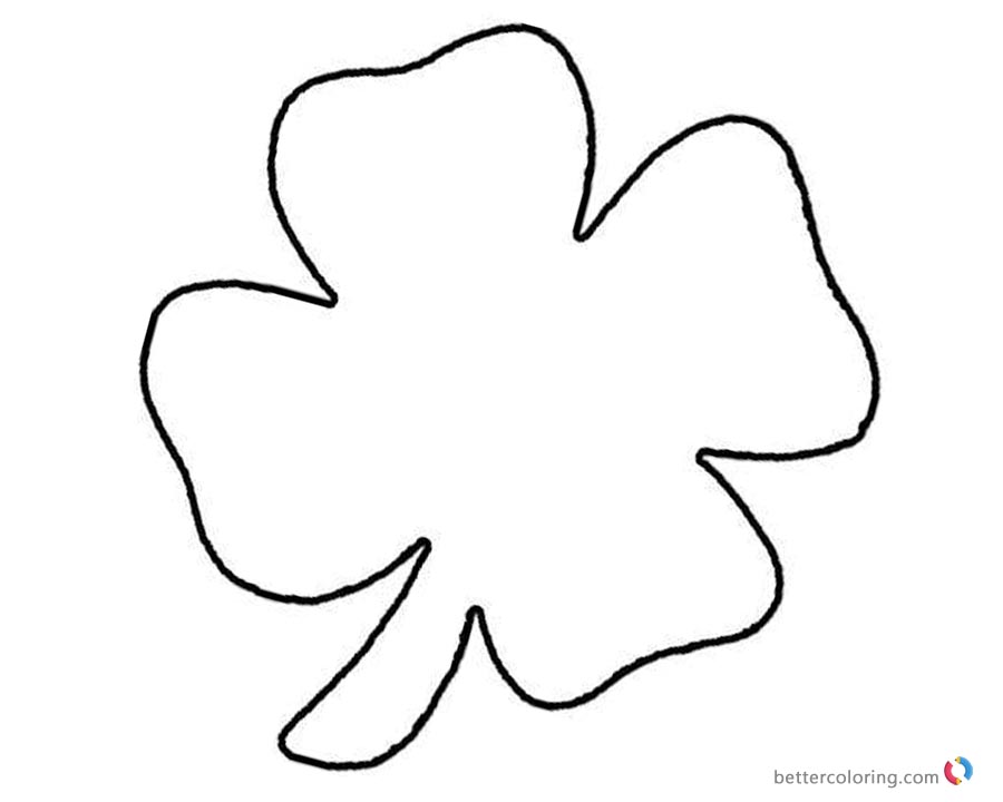 Four Leaf Clover Coloring Pages simple for preschool kids printable