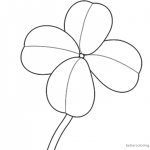 Four Leaf Clover Coloring Pages simple lineart