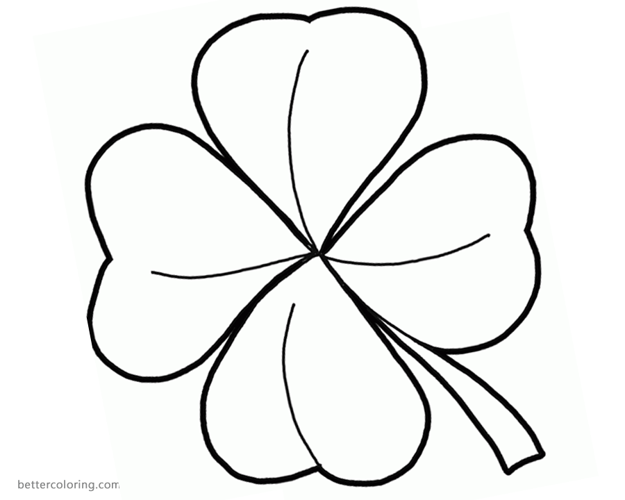 Four Leaf Clover Coloring Pages stand for luck printable