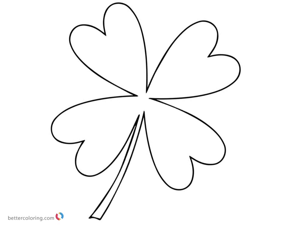 Four Leaf Clover Coloring Pages wish you good luck printable