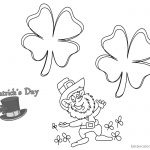 Four leaf clover St Patricks Day coloring pages