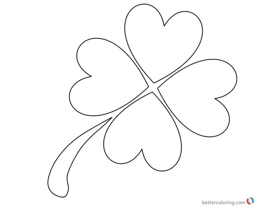 Four leaf clover coloring pages simple drawing printable