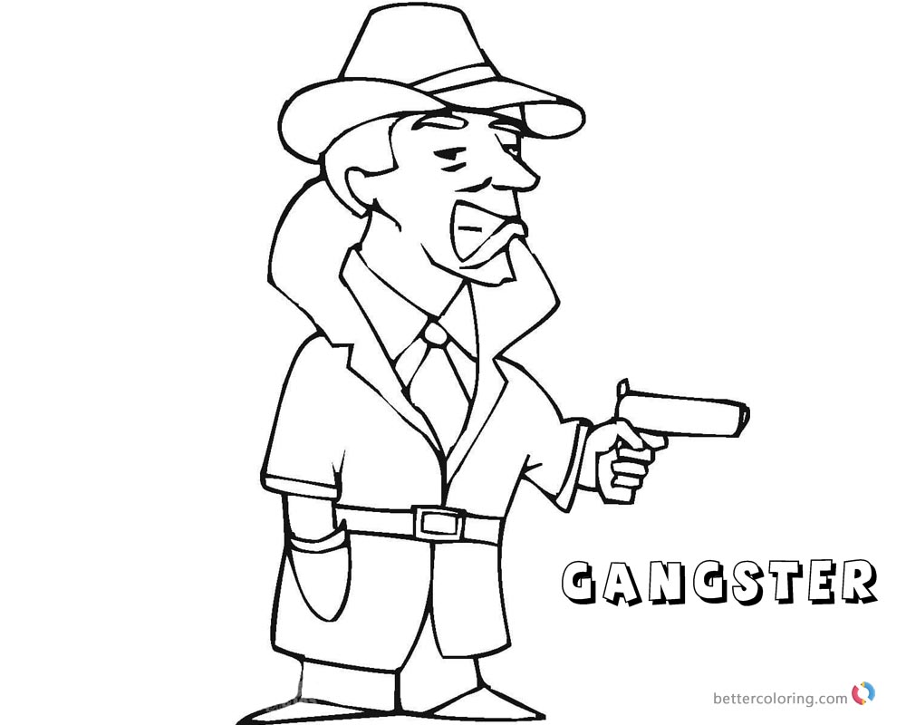 Gangster Coloring Pages Hands Up printable