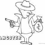 Gangster Coloring Pages gun and money