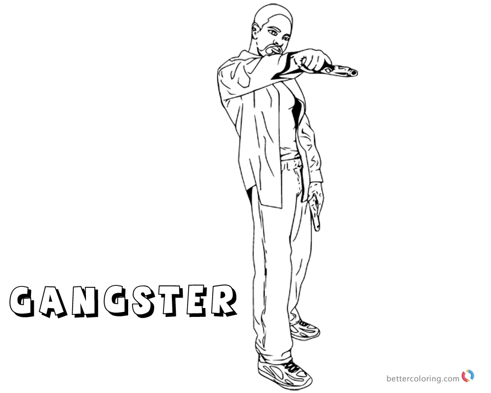 Gangster Coloring Pages guy with gun printable