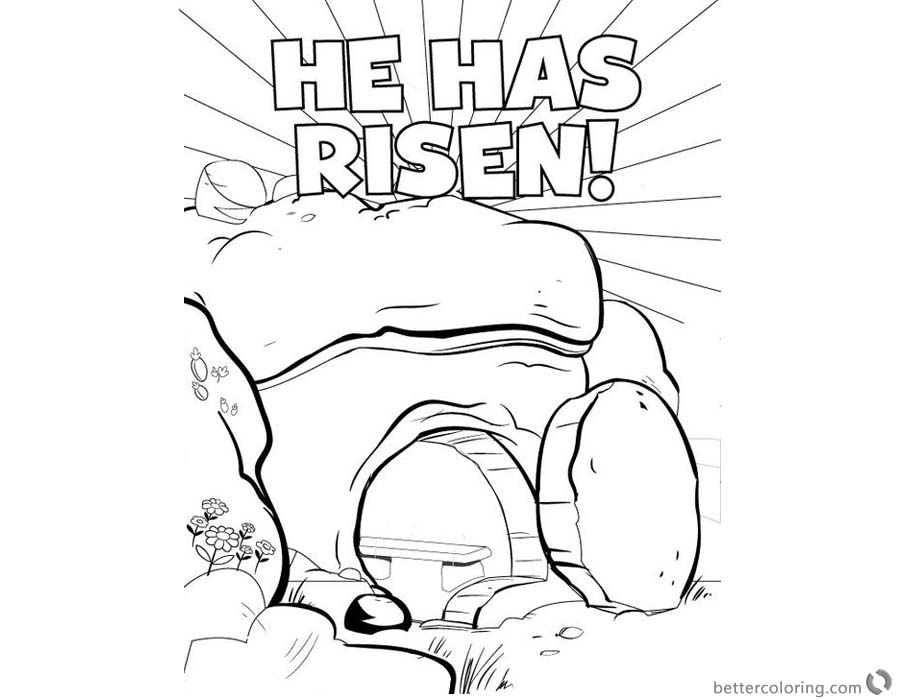 He has Risen Coloring Pages Empty Tomb printable for free