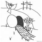 He is Risen Coloring Pages Angel Above the Empty Tomb